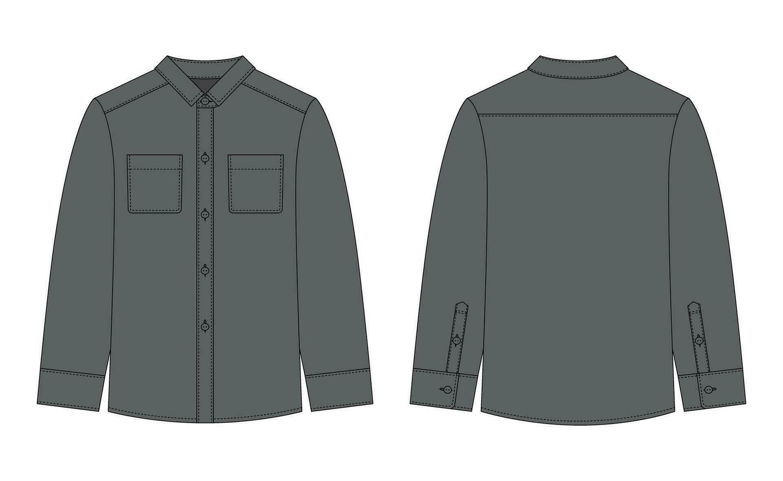 blanco camisa con bolsillos y botones técnico bosquejo. gris color. vector