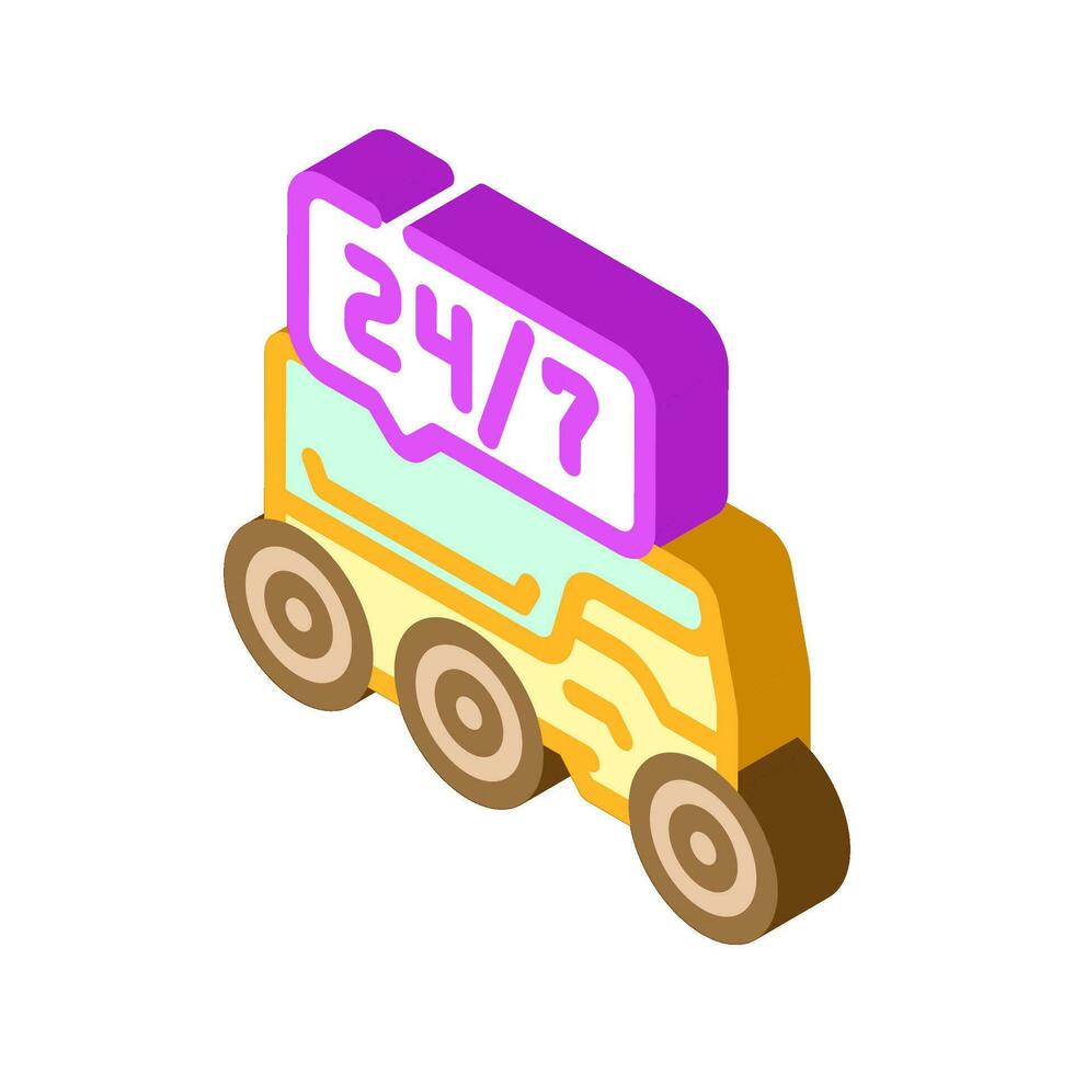 24 7 service autonomous delivery isometric icon vector illustration