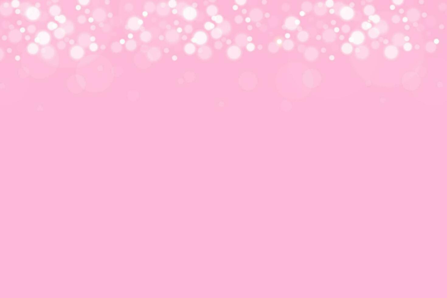 Gentle pink background with glowing bokeh. Luminous particles fall from above. Vector template for girly holiday designs