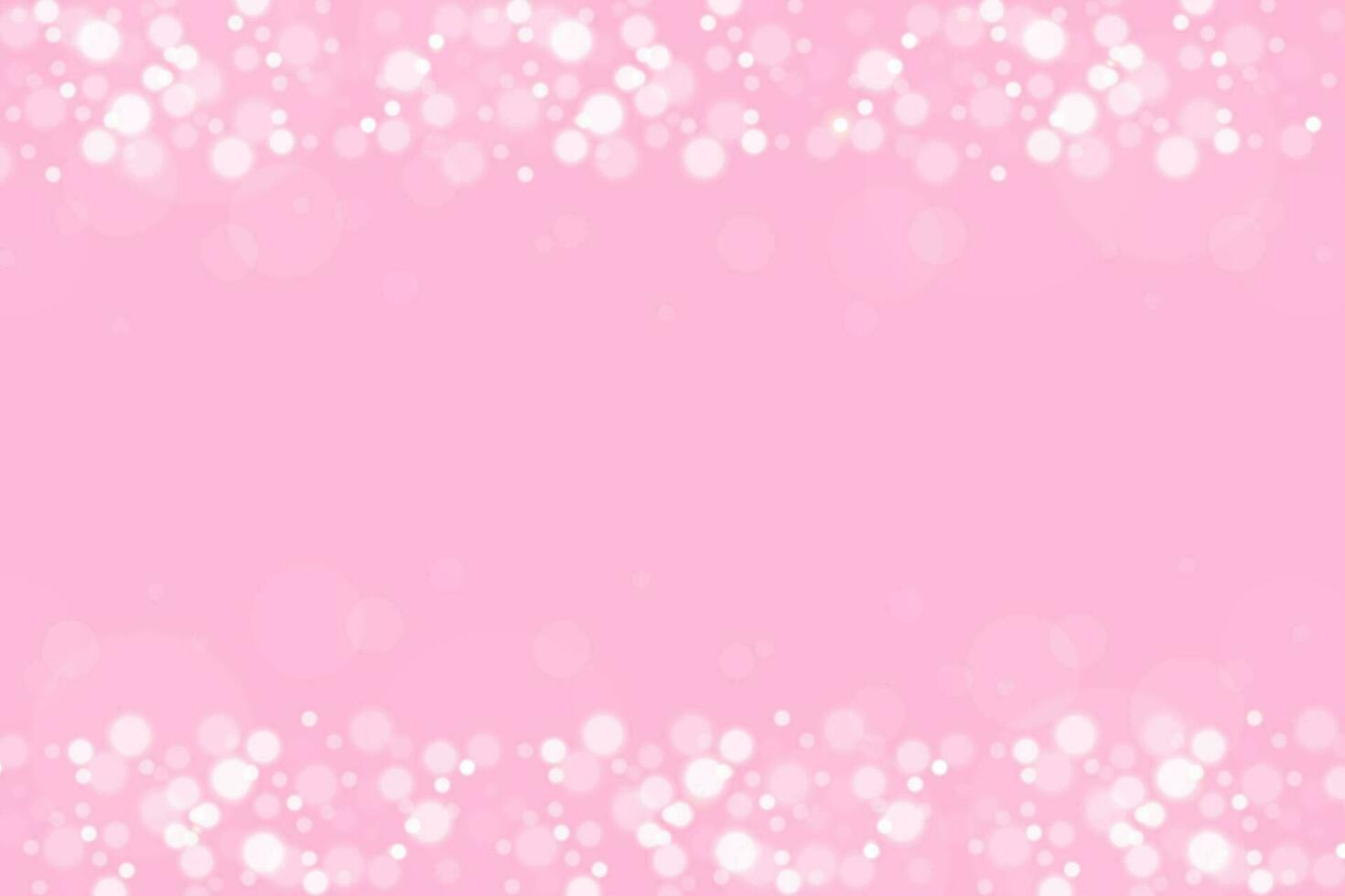 Gentle pink background with glowing bokeh. Luminous particles fall from above. Vector template for girly holiday designs