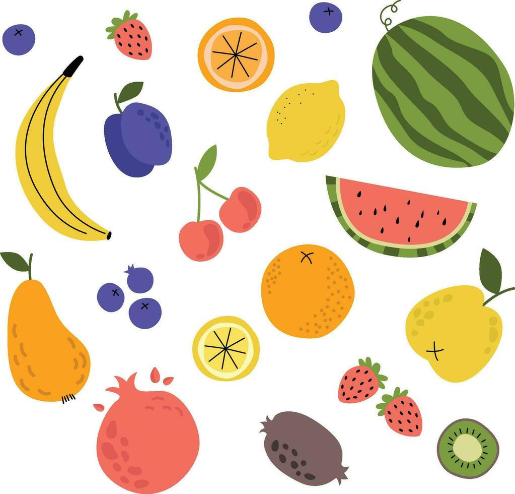 Fruit set vector illustration