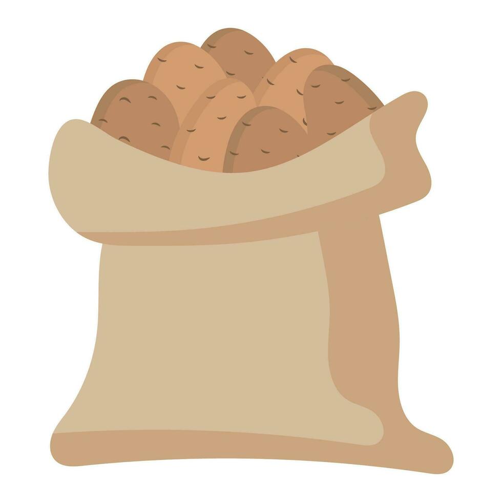 Potato. A bag of potatoes. Harvest. Vegetable bag. vector