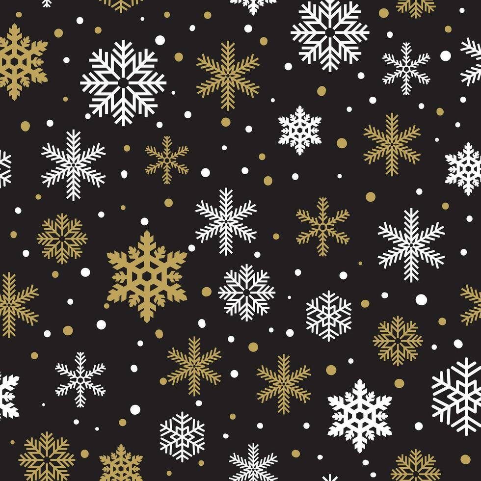 Winter pattern made of beautiful snowflakes in modern line art style. vector
