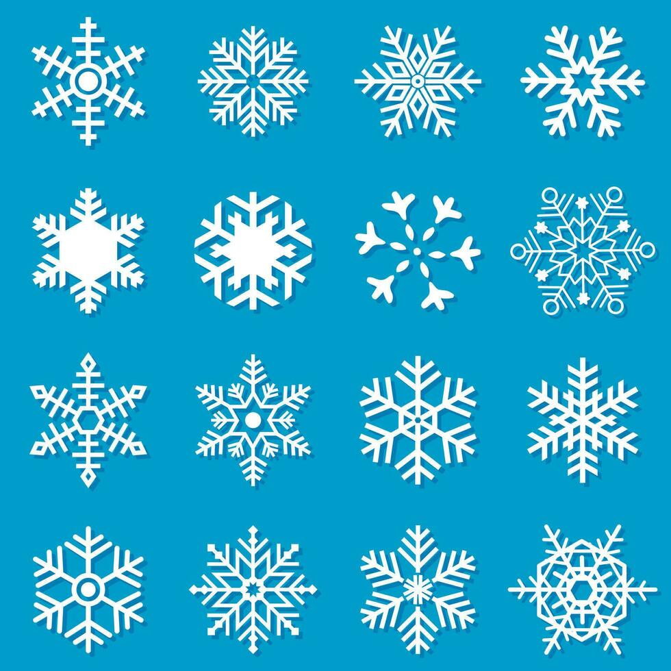 Set out snowflakes silhouettes with soft shadows. vector