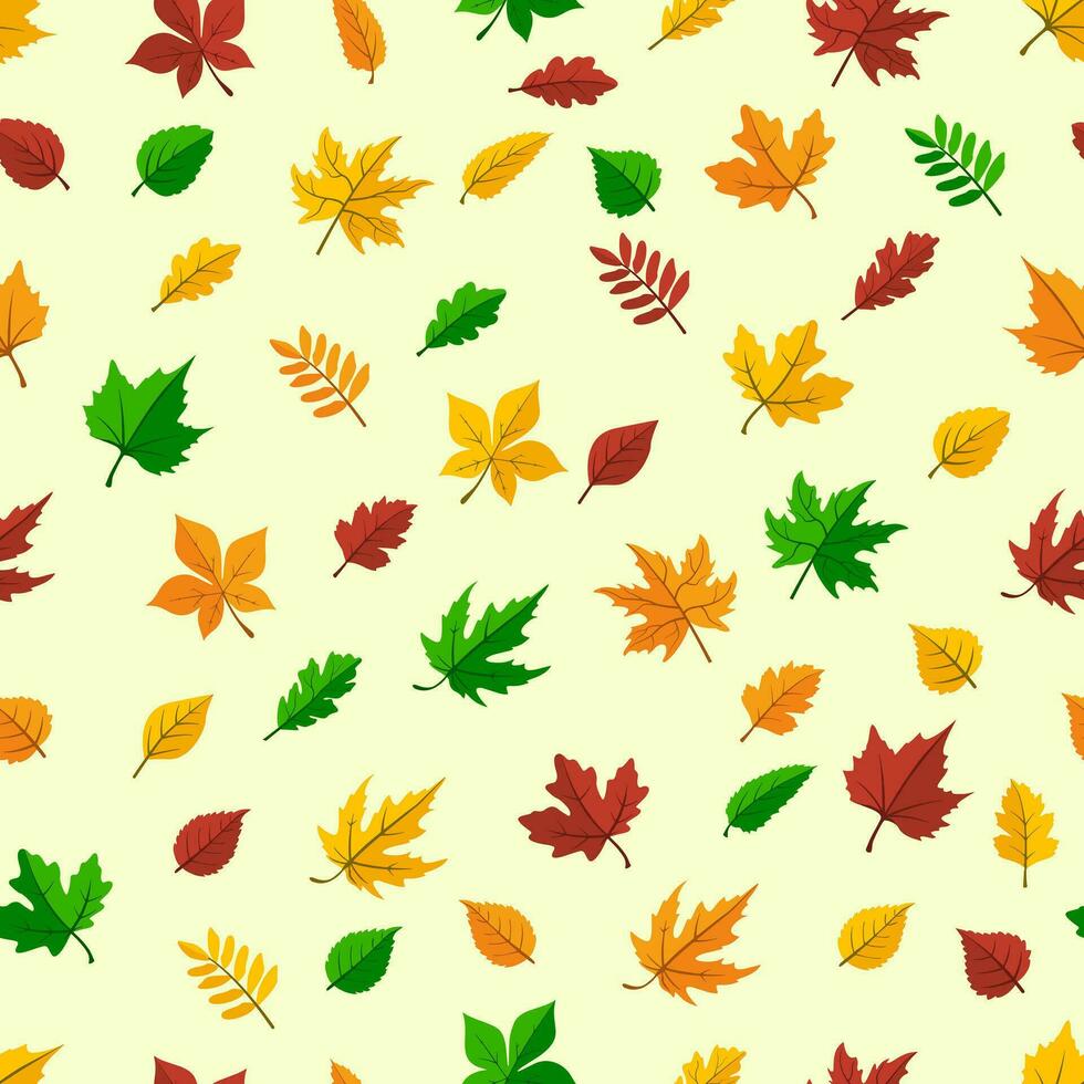 Colorful leaves arrangement on a bright color seamless pattren design. vector