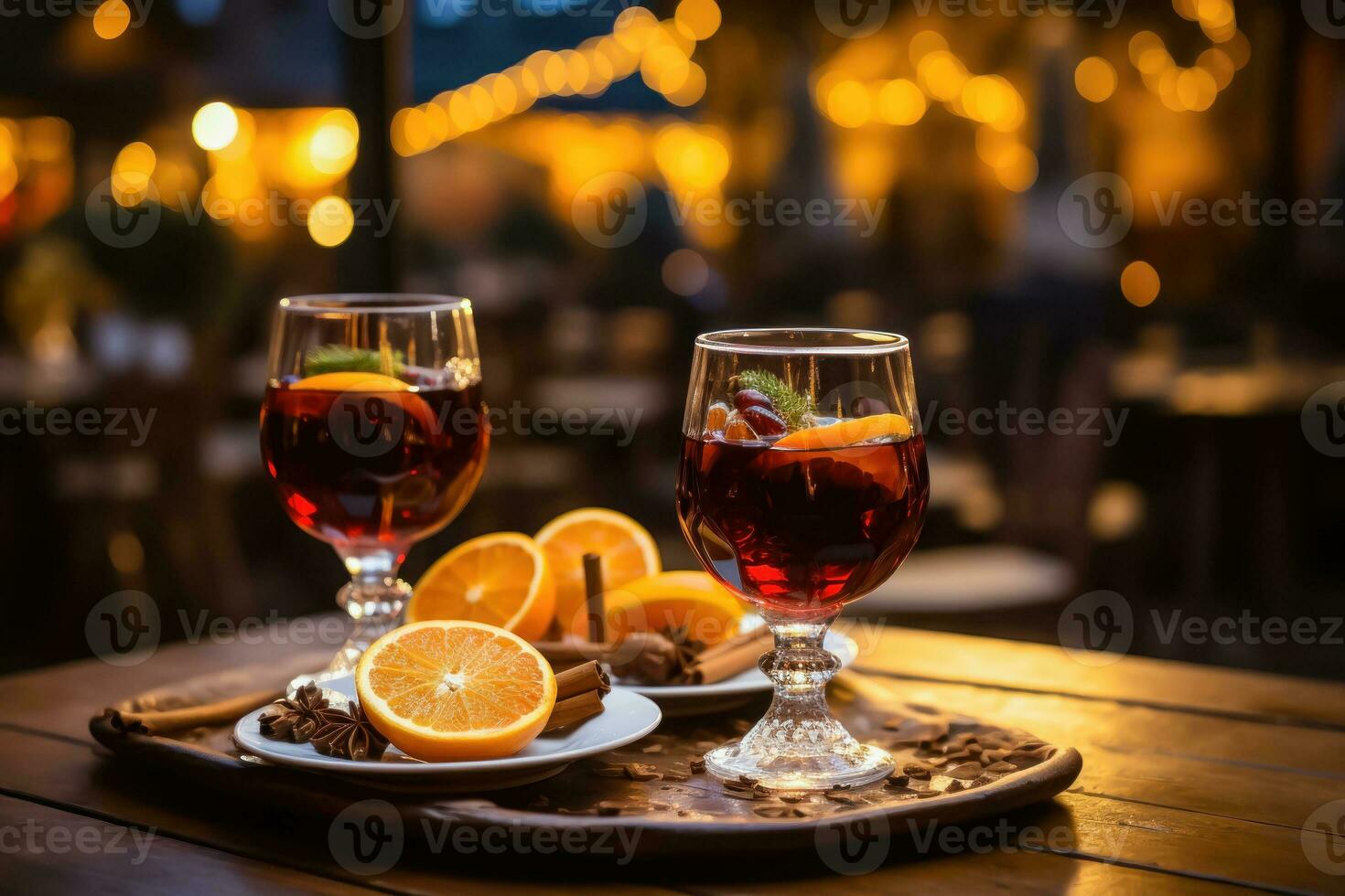 Festive Hot Mulled Wine with Citrus Delight - Generative AI photo