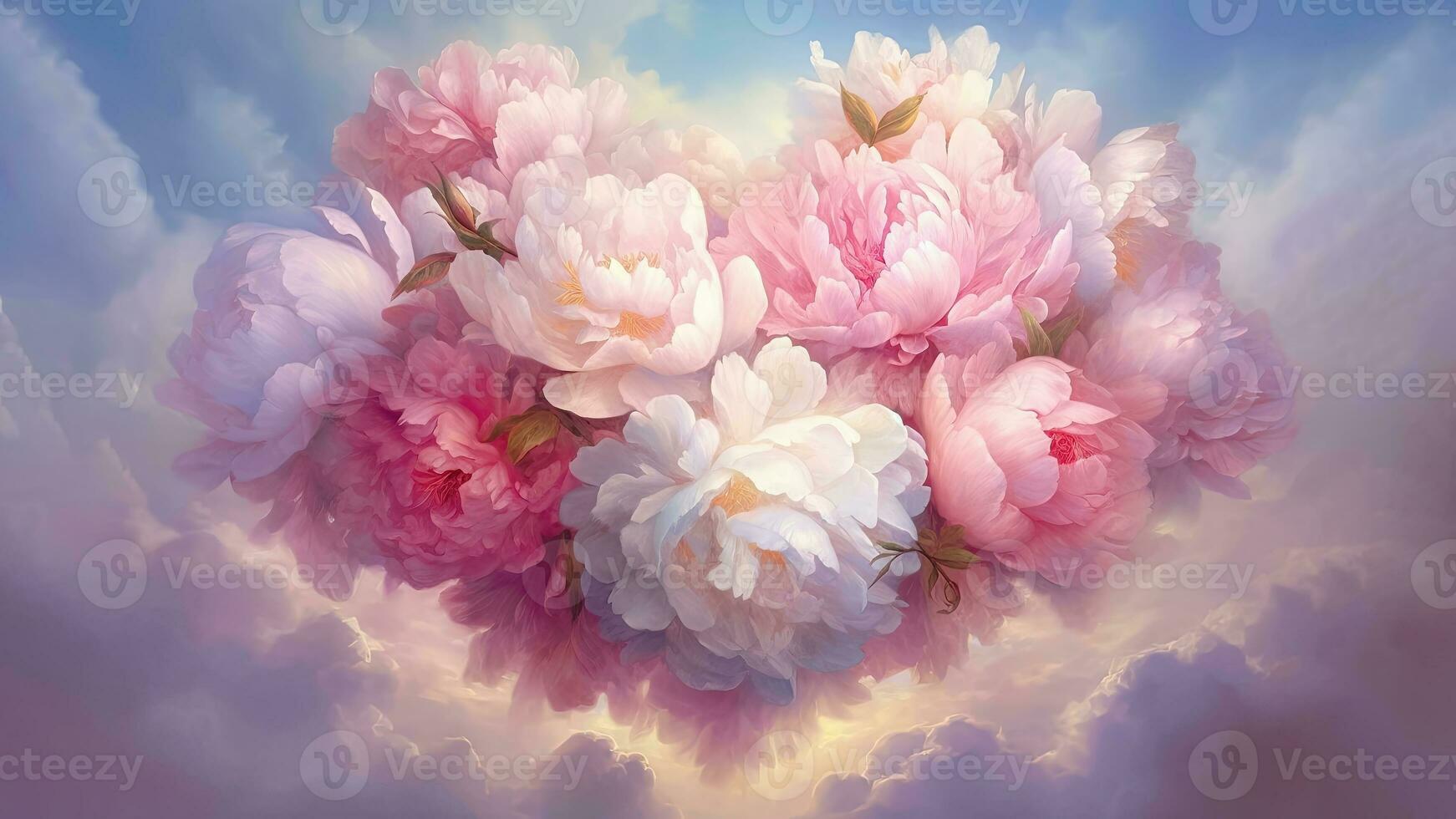 AI generated Heartfelt Blossoms - A Beautiful Floral Background for Creative Celebrations - Generative AI photo