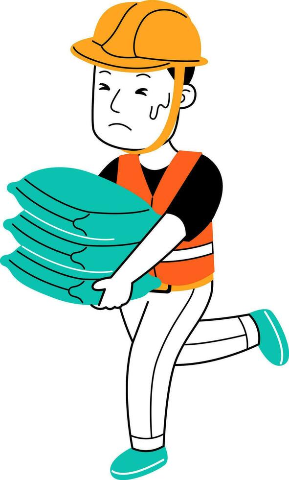 young man builder vector illustration