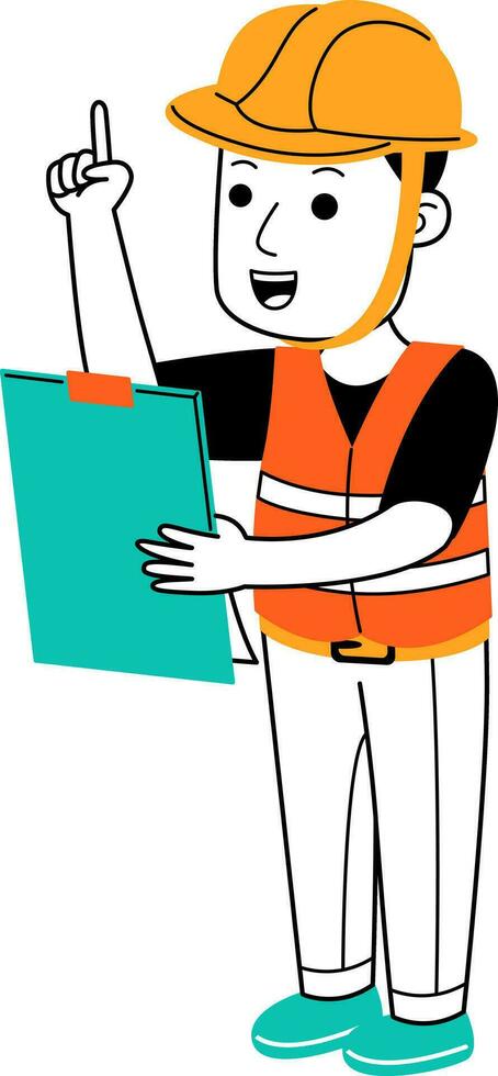 young man builder vector illustration