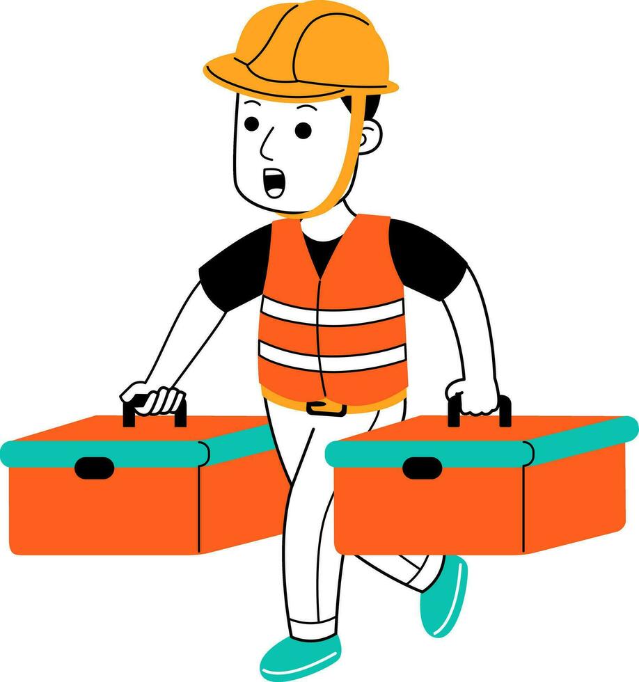 young man builder vector illustration