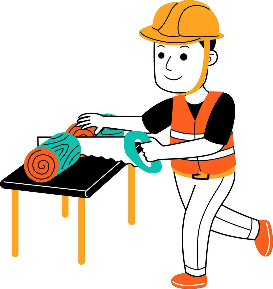 young man builder vector illustration
