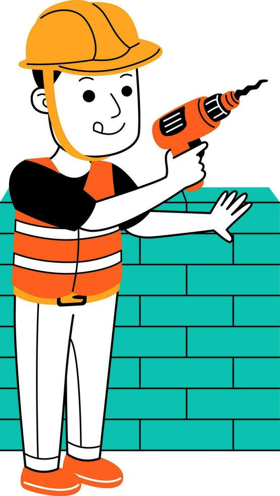 young man builder vector illustration