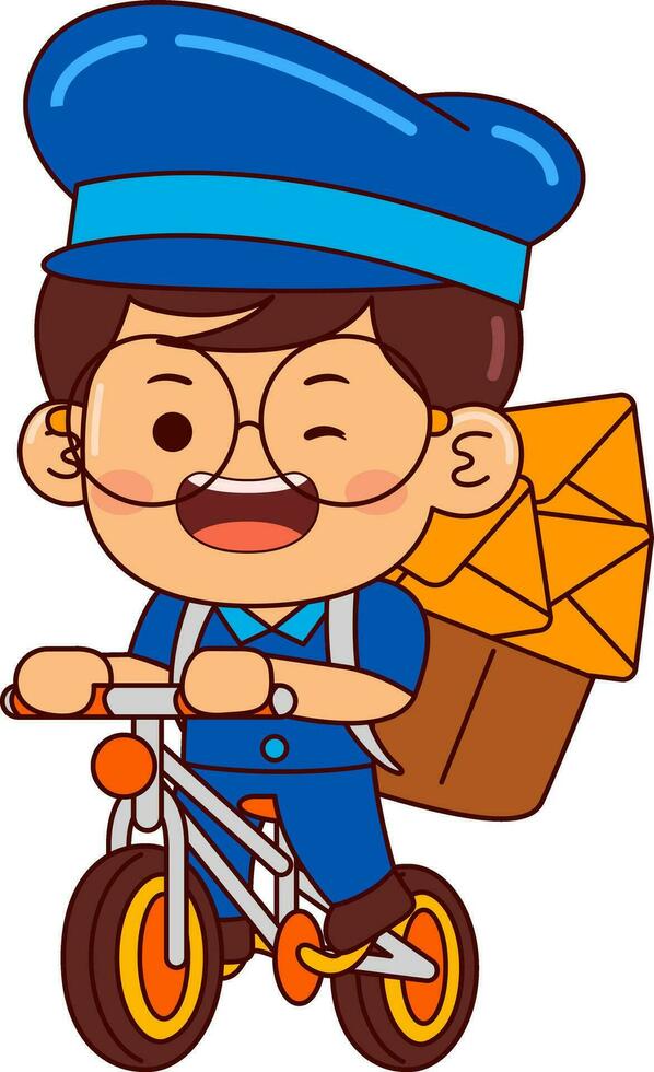 cute postman boy cartoon character vector