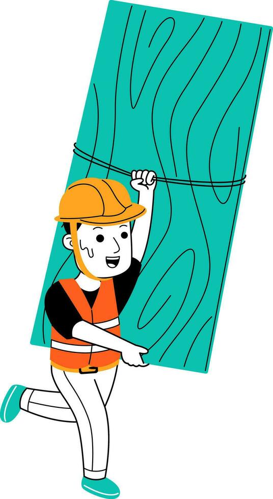 young man builder vector illustration