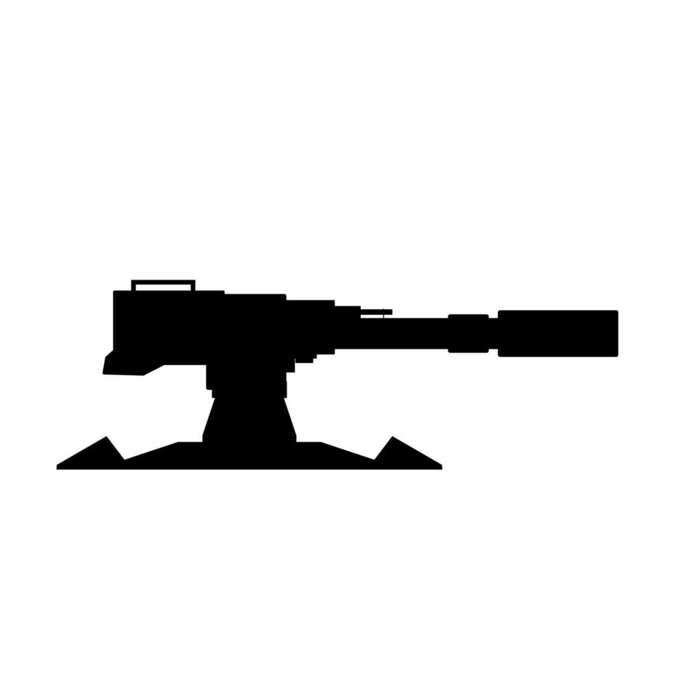 Turret gun silhouette vector. Automatic turret silhouette can be used as icon, symbol or sign. Turret gun icon vector for design of weapon, military, army or war