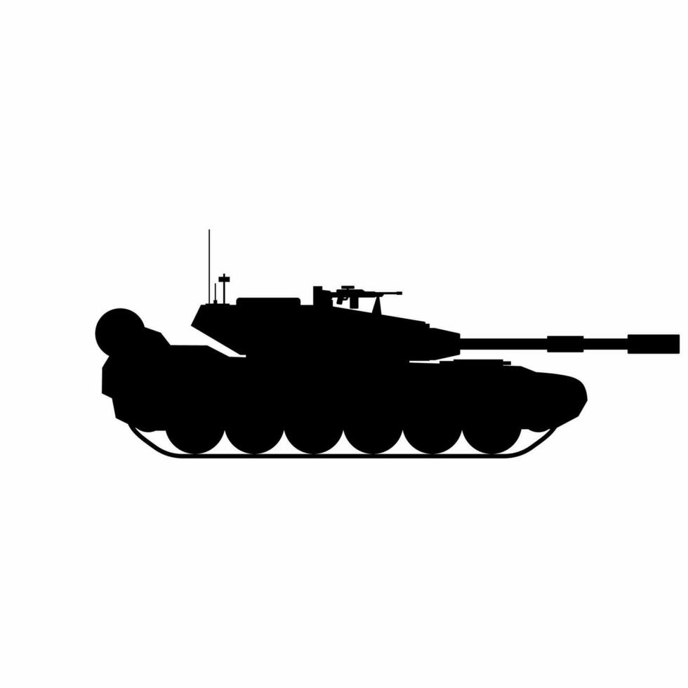 militar tanque silueta vector. militar vehículo silueta para icono, símbolo o signo. blindado tanque símbolo para militar, guerra, conflicto y ataque vector