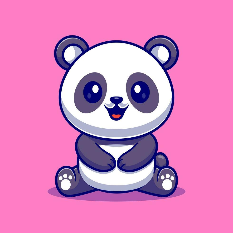 linda panda sentado dibujos animados vector icono ilustración animal naturaleza icono concepto aislado