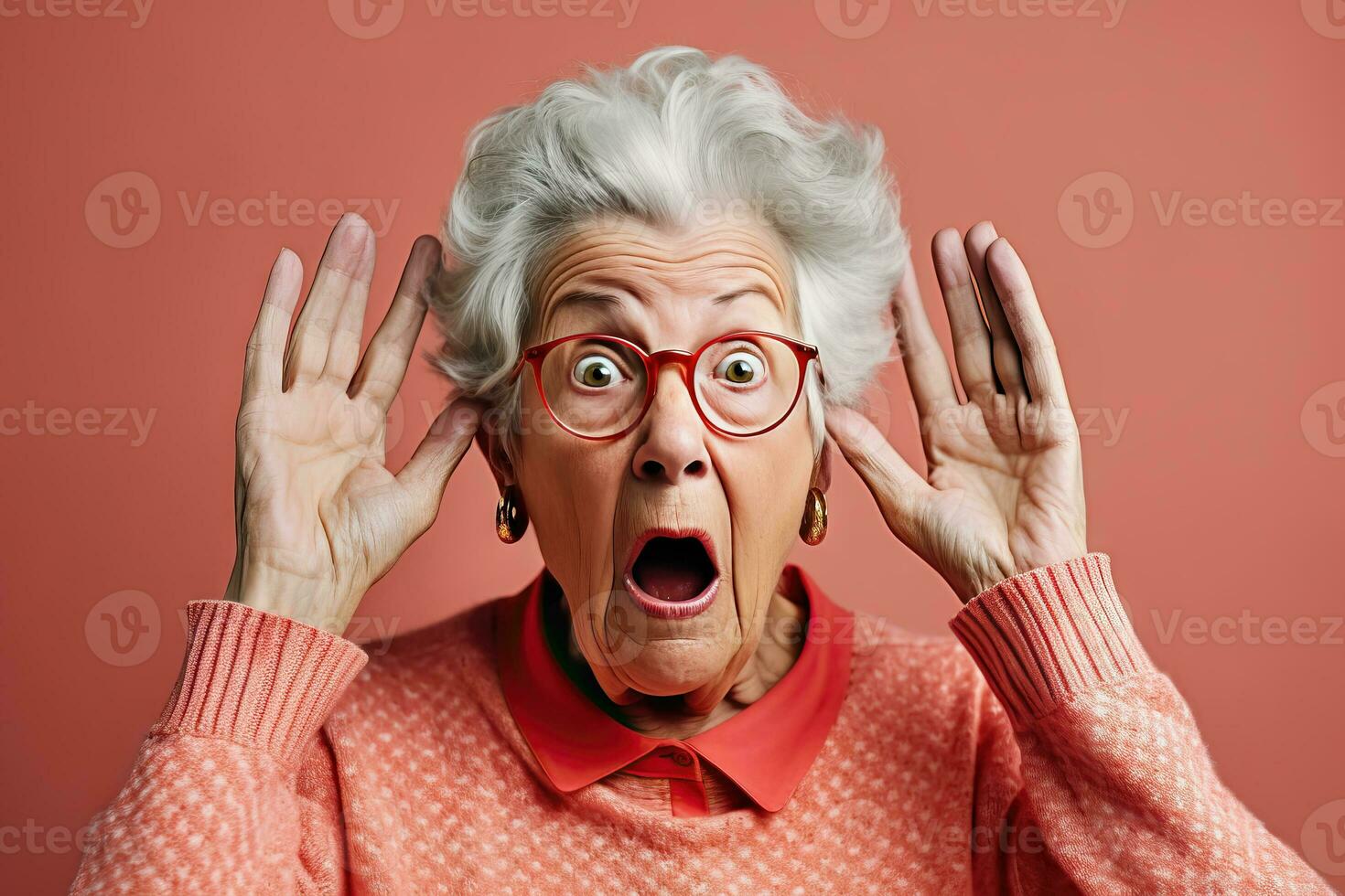 AI generated Elderly Hearing Concerns - Gray-Haired Woman Navigating Auditory Health - Generative AI photo