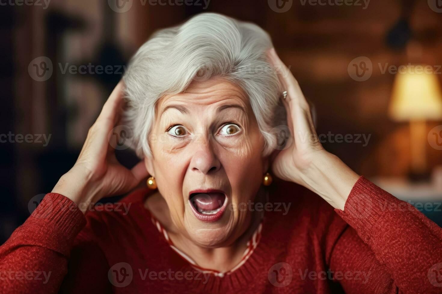 AI generated Auditory Challenges - Senior Woman Coping with Age-Related Hearing Issues - Generative AI photo
