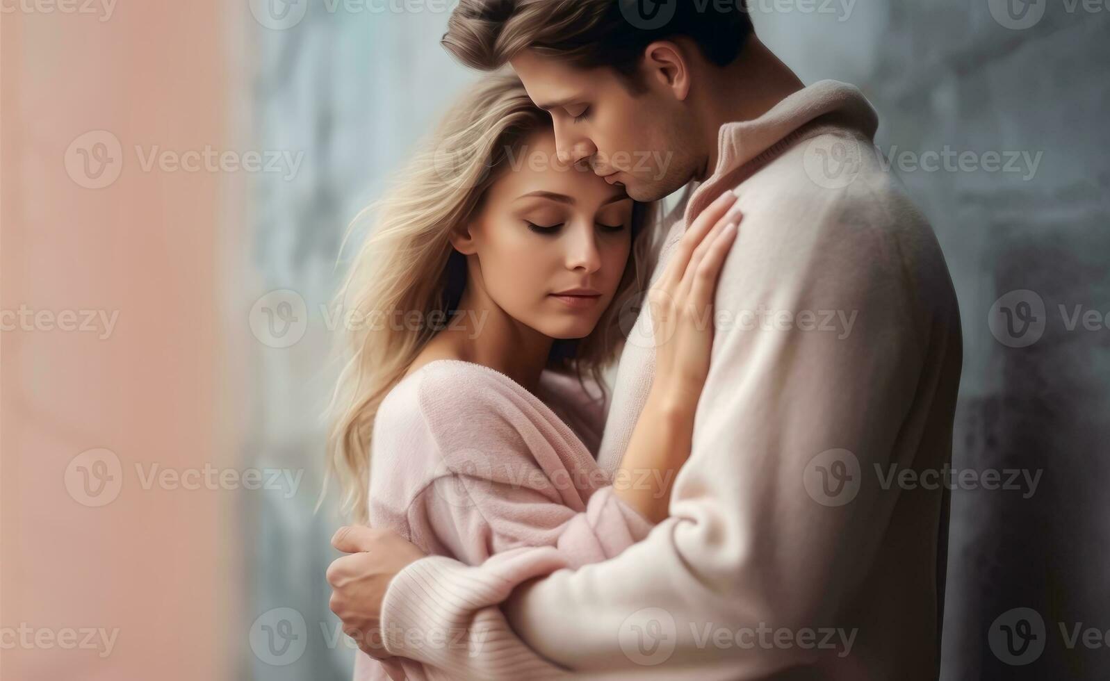 AI generated Urban Affection - Tender Hug of a Happy Young Couple in Spring - Generative AI photo