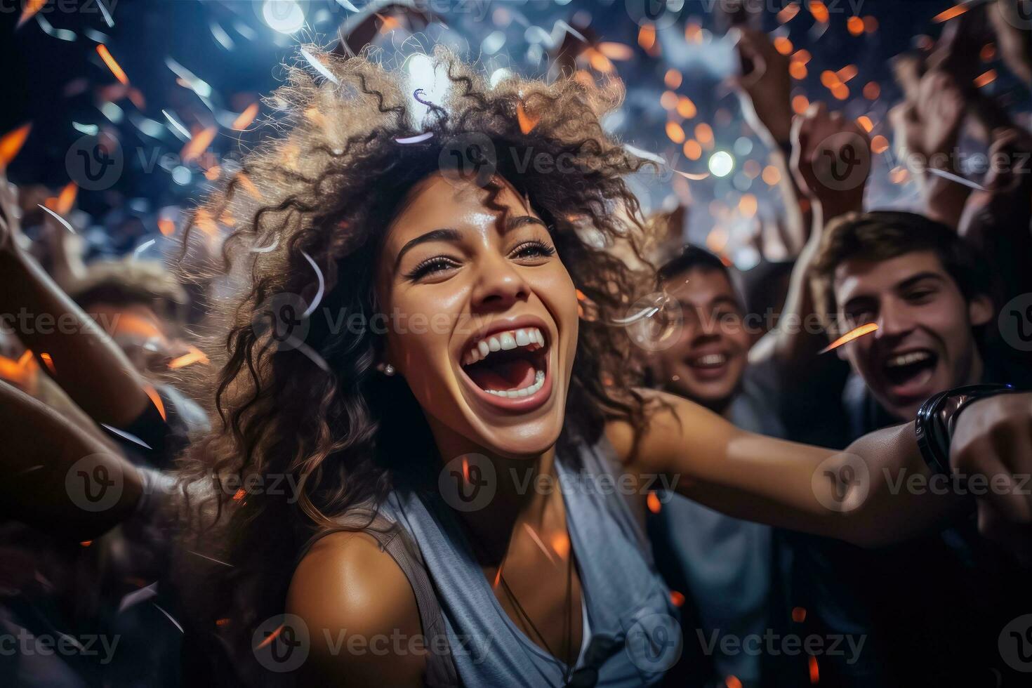 felicidad soltado - caras de alegría a el fiesta - generativo ai foto