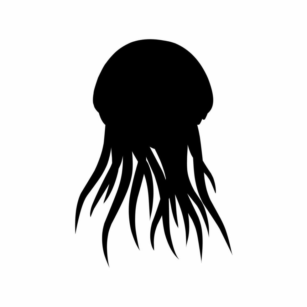 Jellyfish silhouette vector. Jellyfish silhouette can be used as icon, symbol or sign. Jellyfish icon vector for design of invertebrate, undersea or marine