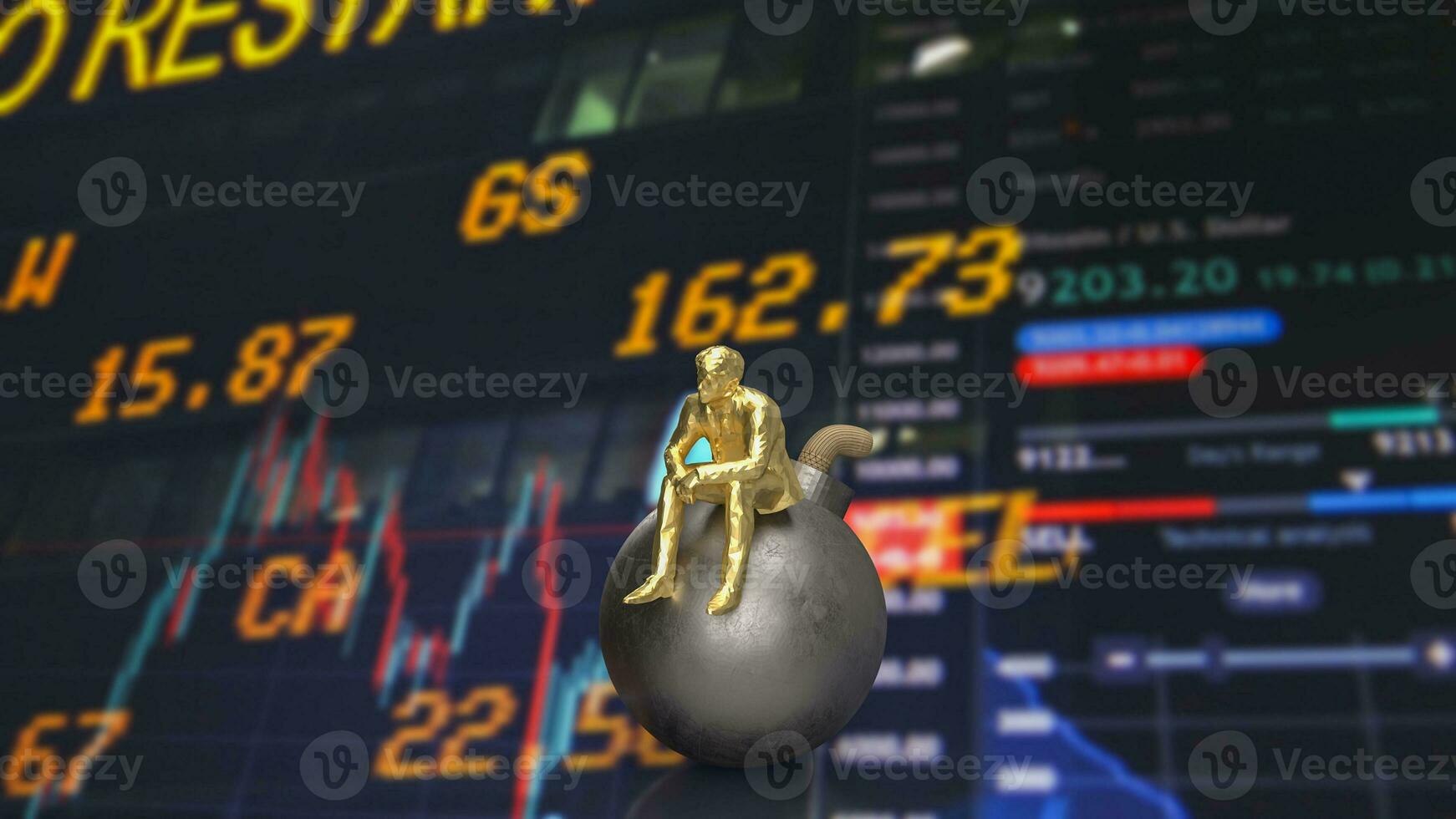 The man siting on Bomb for Business crisis concept 3d rendering photo