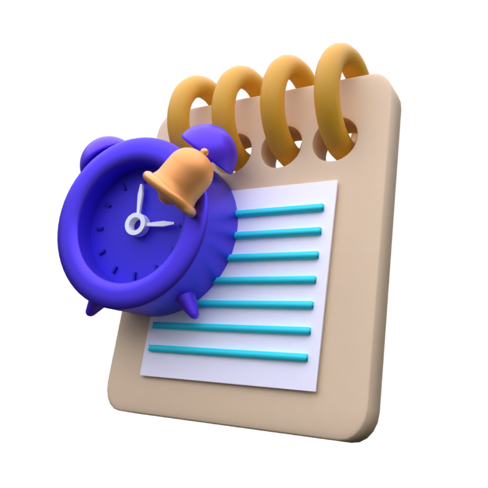 unique 3d calendar alarm clock planning concept icon rendering .Trendy and modern in 3d style. png