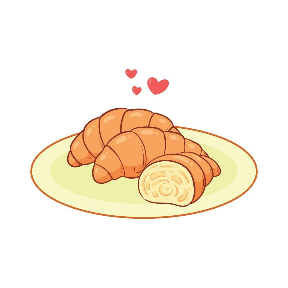 hand drawn croissant food vector