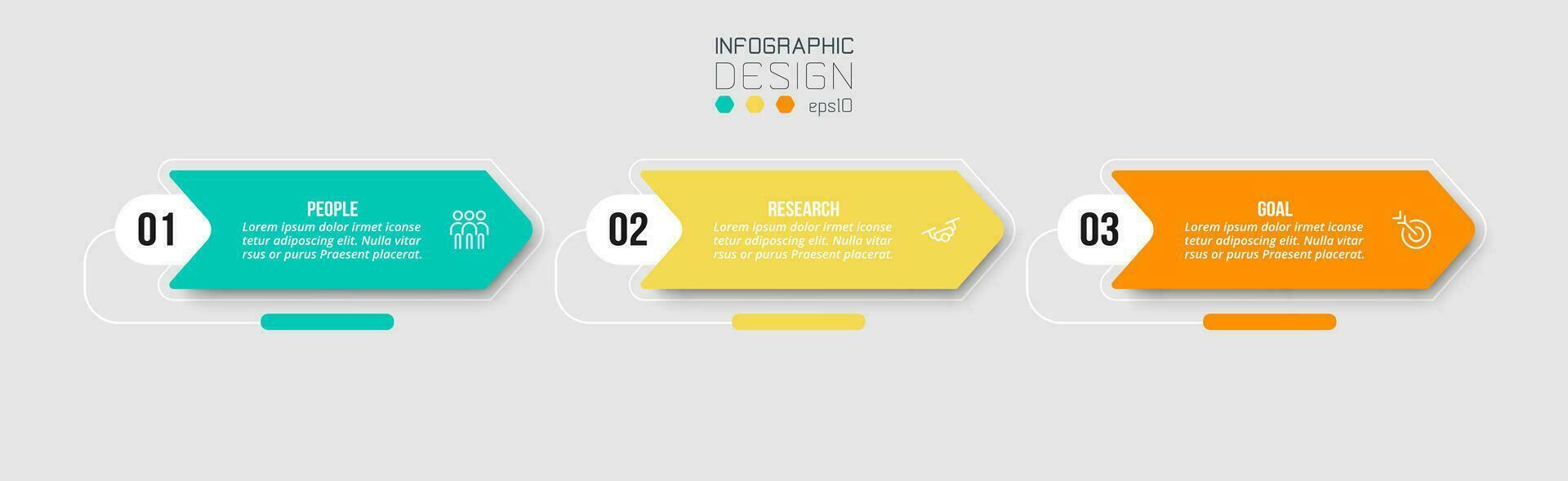 3 paso presentación para negocio infografía vector diseño.