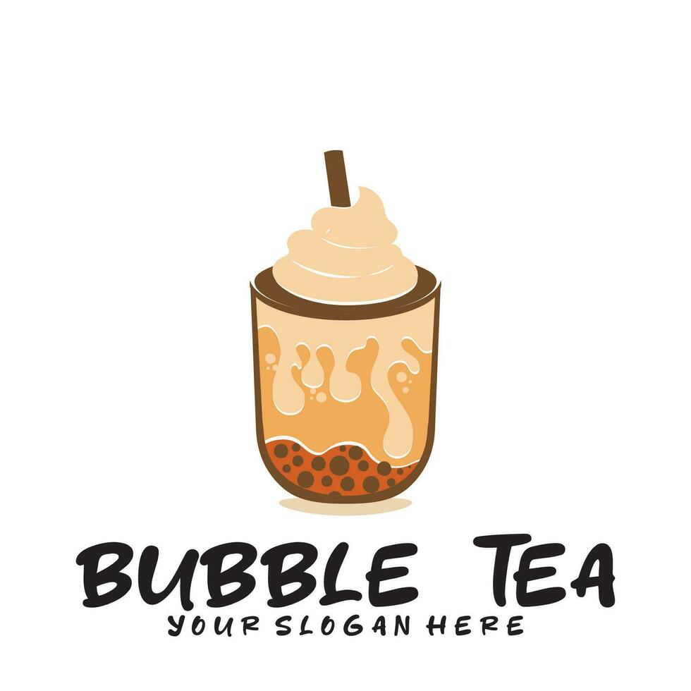 Bubble drink tea logo icon. vector