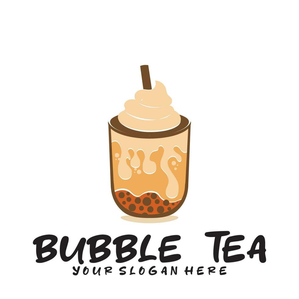 Bubble drink tea logo icon. vector