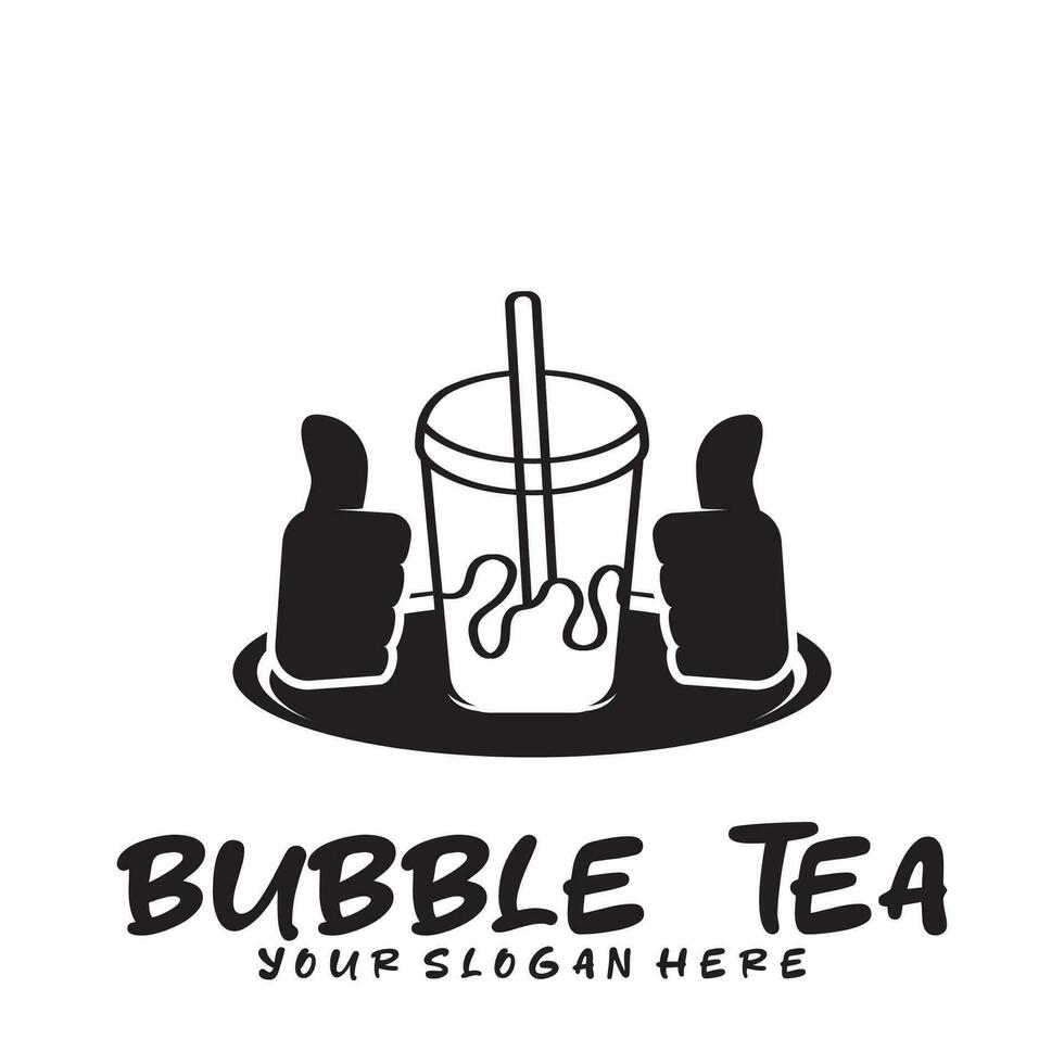 Bubble drink tea logo icon. vector