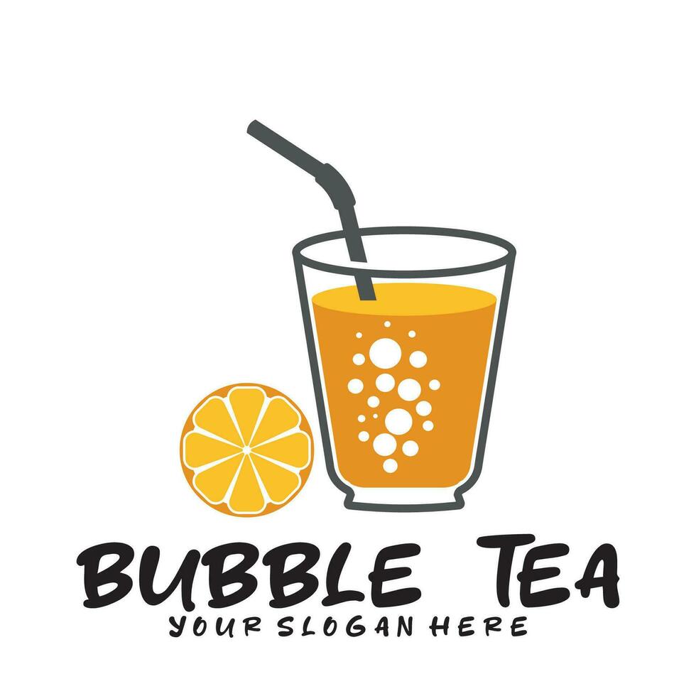 Bubble drink tea logo icon. vector