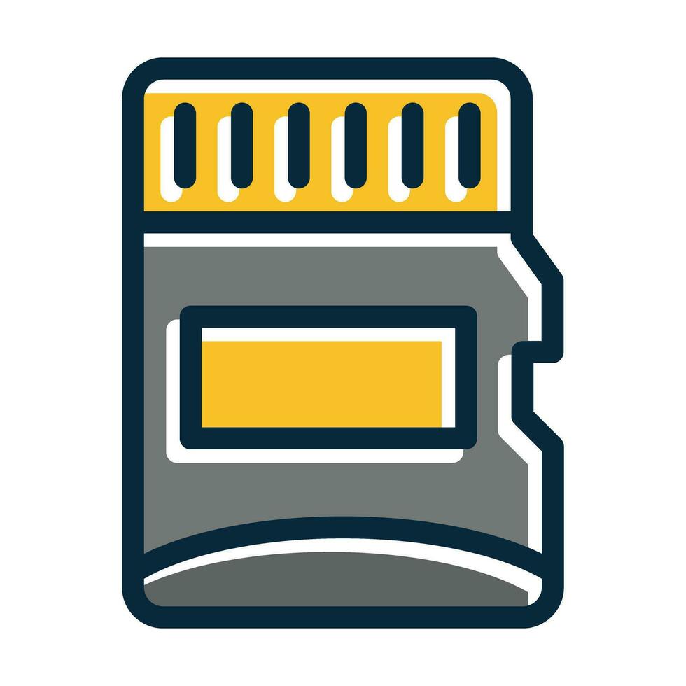 Mini Sd Card Vector Thick Line Filled Dark Colors