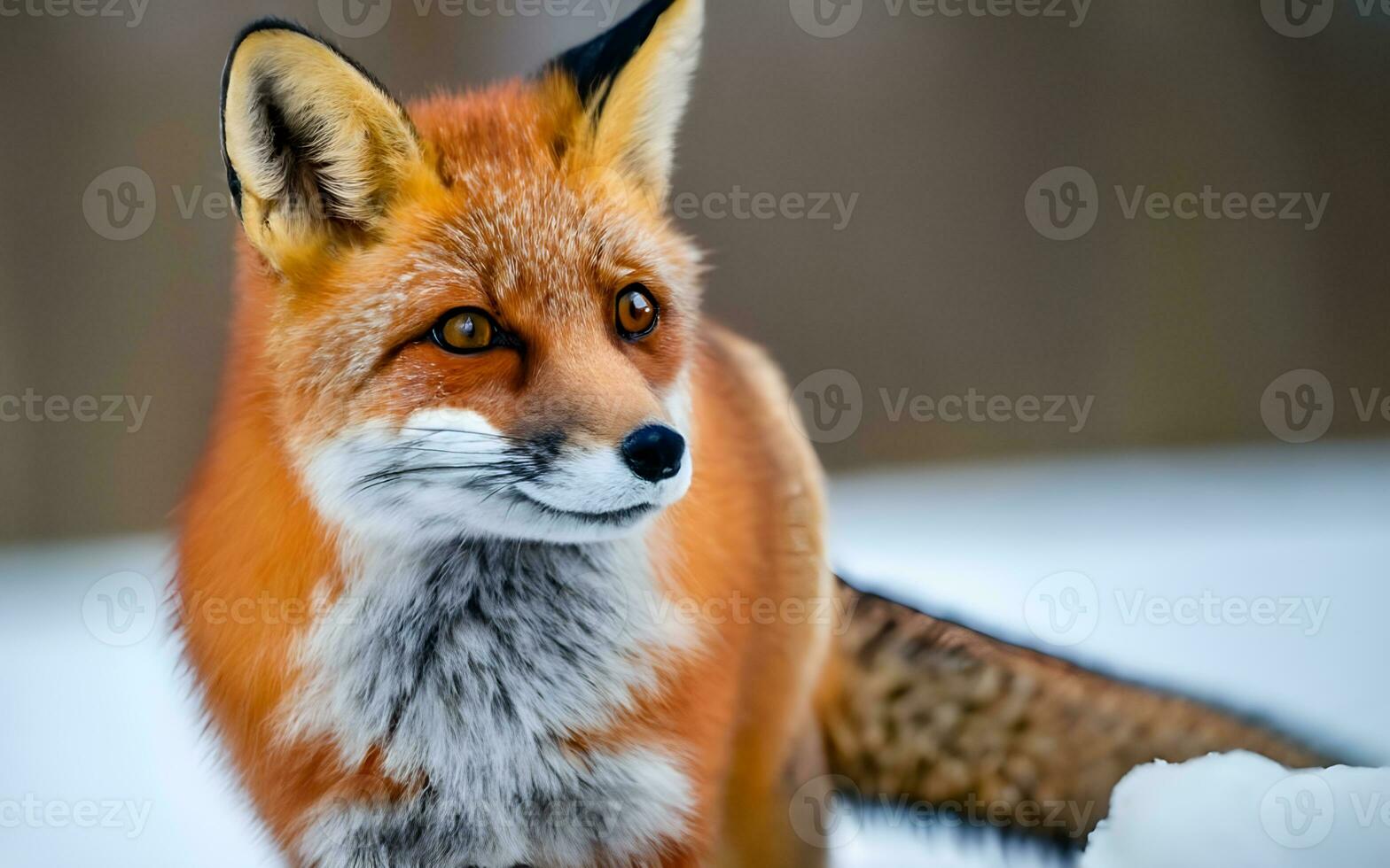 AI generated Frosty Adventures, Whimsical Fox Frolics in Winter Wonderland photo