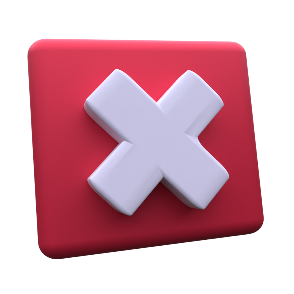 unique 3d red cancel cross icon rendering .Trendy and modern in 3d style. png