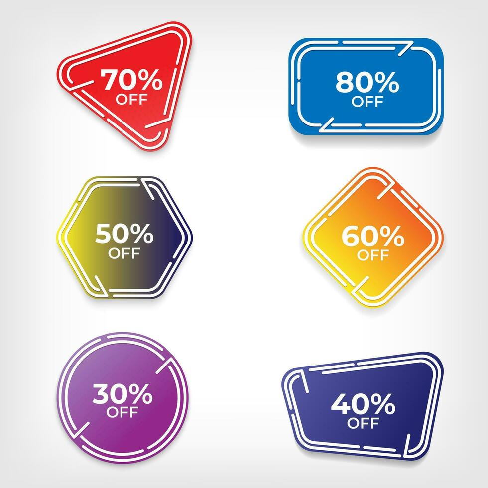 set of colorful labels design vector