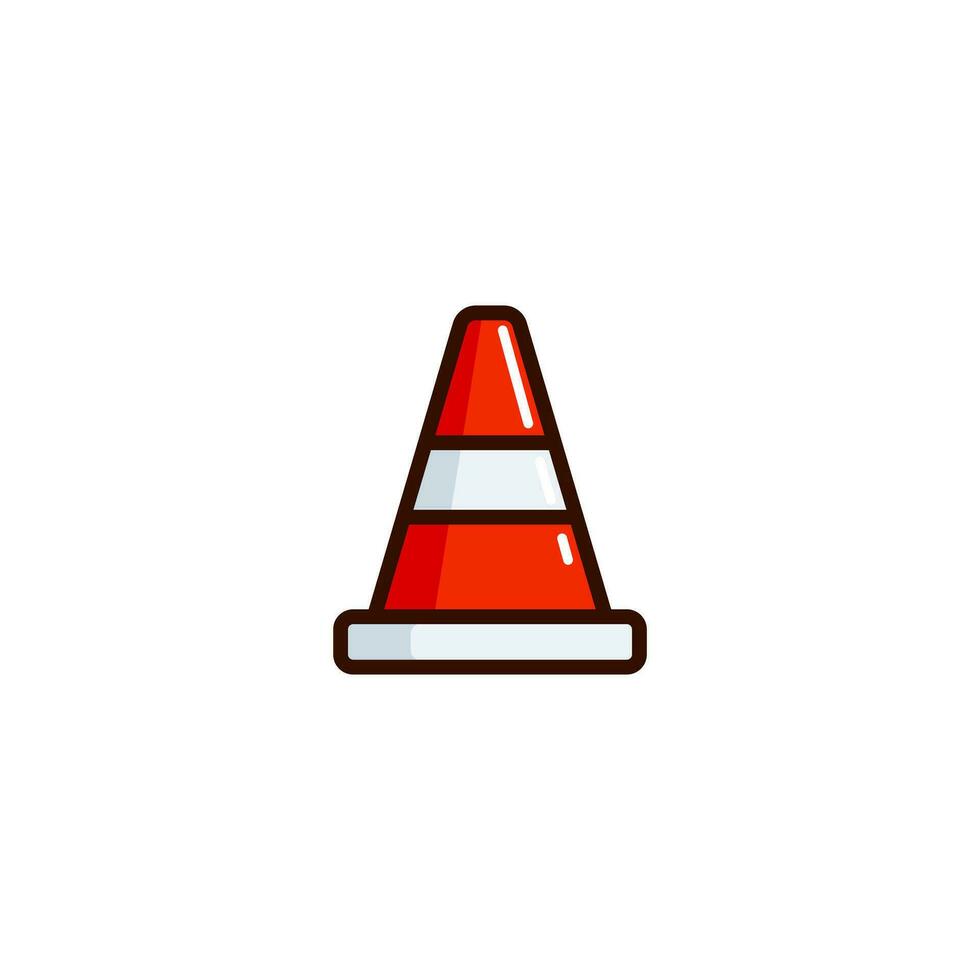Traffic cone icon with Simple colorfull style Vector Illustration
