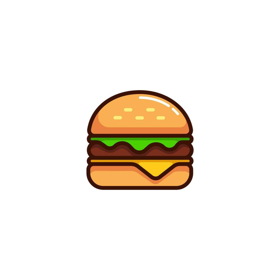 Burger icon with Simple colorfull style Vector Illustration