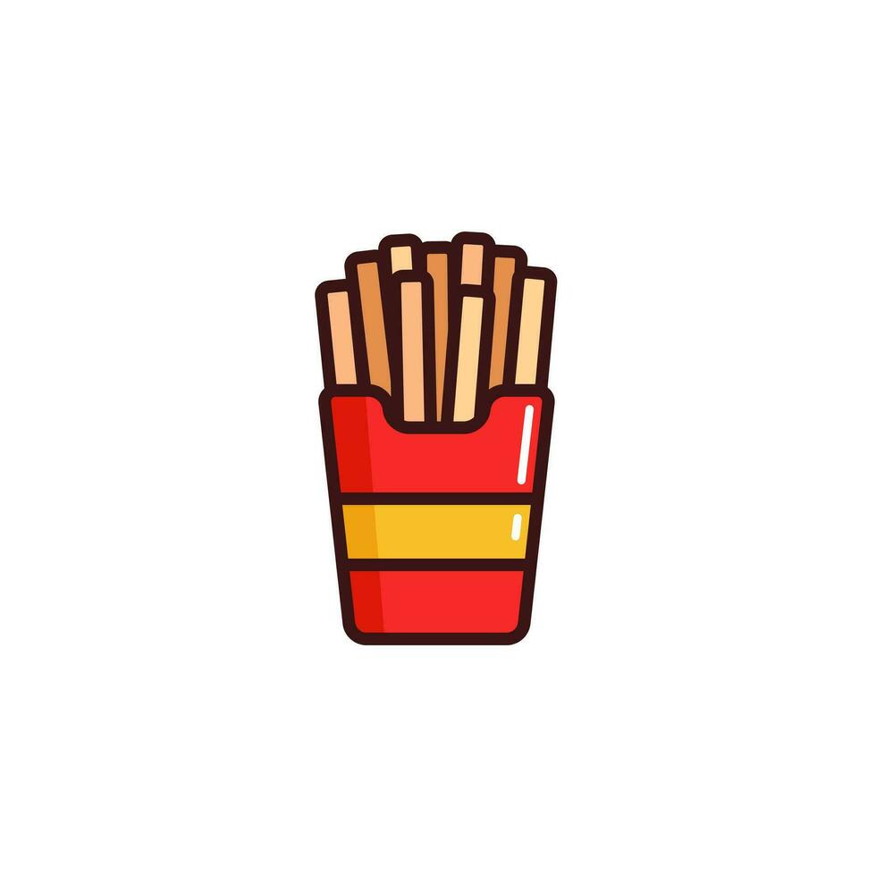 French Fries icon with Simple colorfull style Vector Illustration