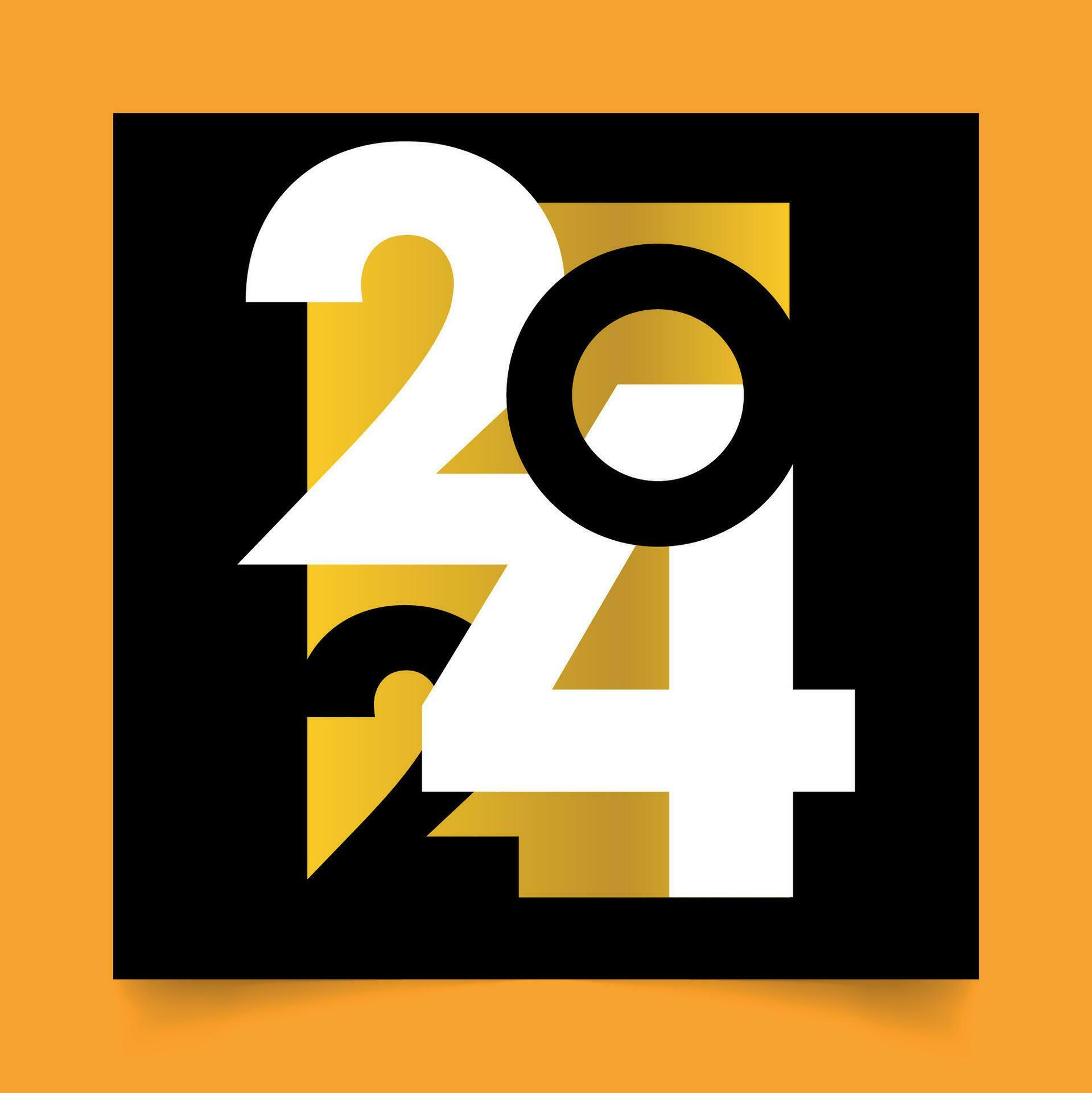Greeting new year 2024 card design. Gold and black. Minimalistic style