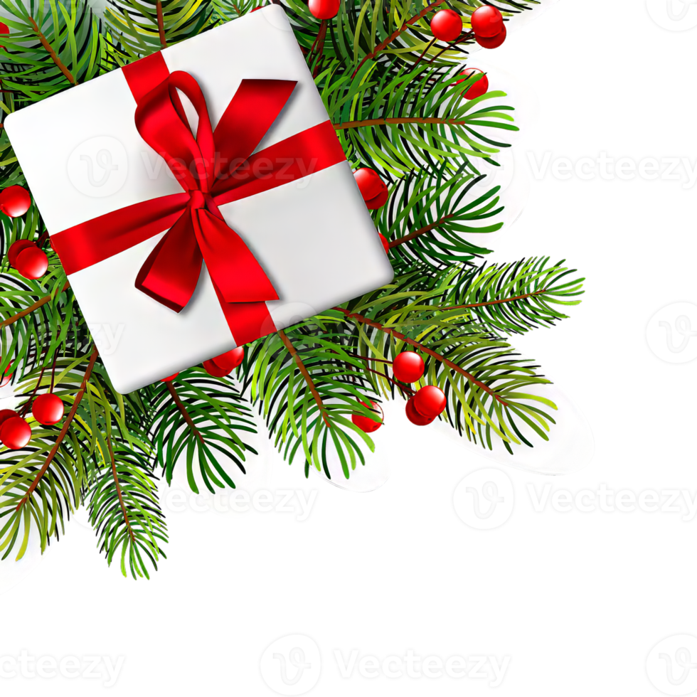 christmas frame with fir branches and balls on transparent background png