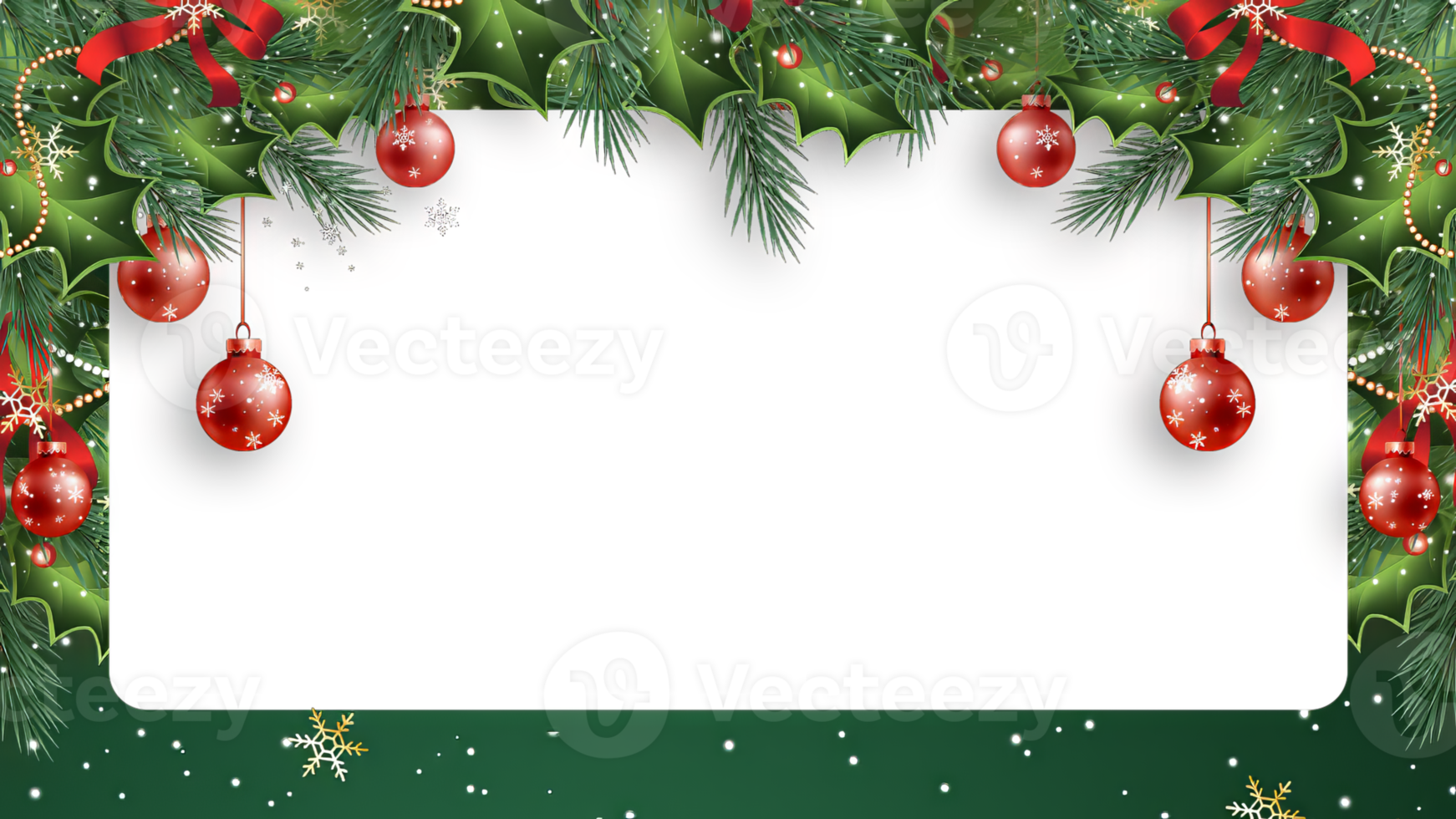 christmas frame with fir branches and balls on transparent background png