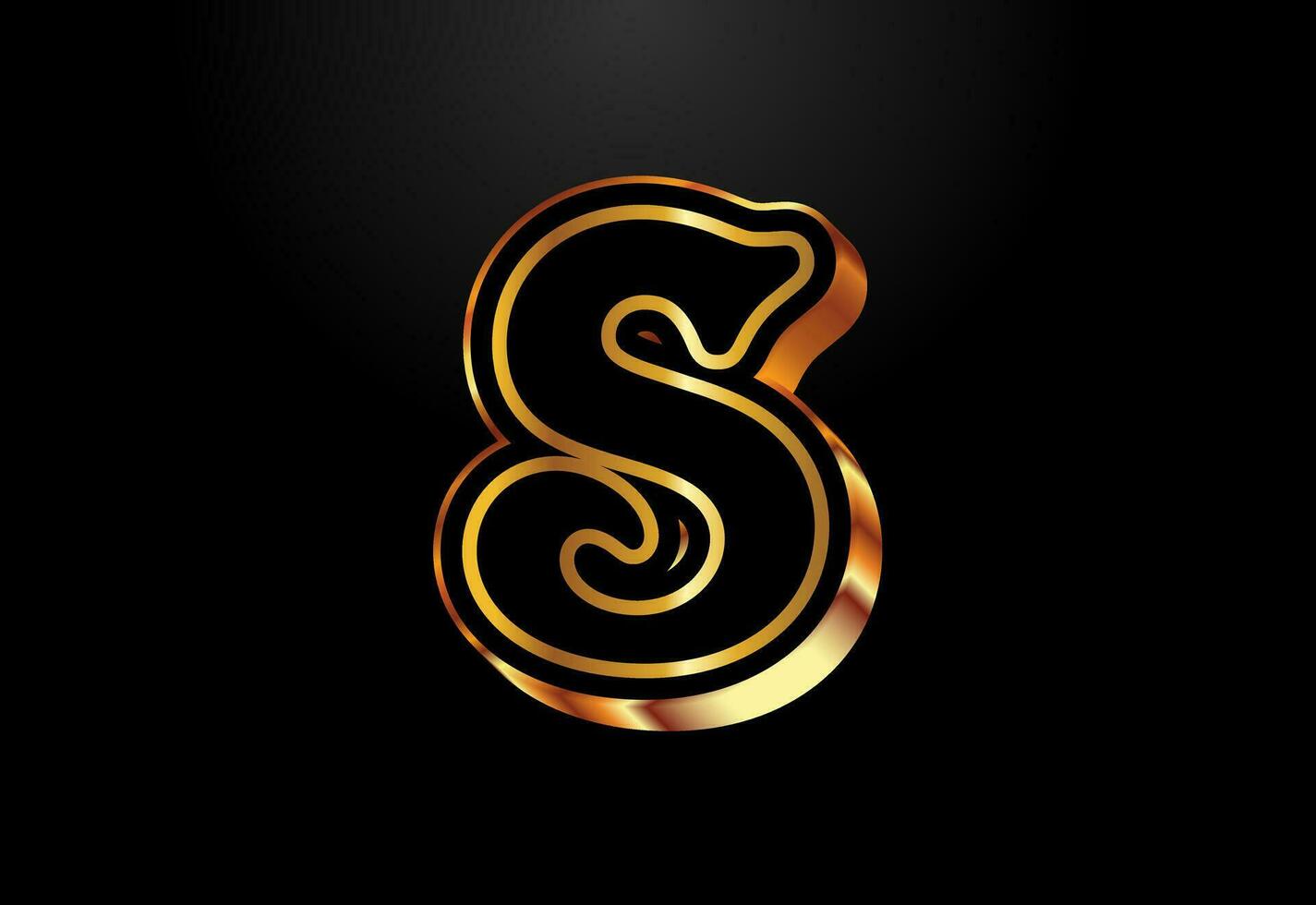 Gold and black color alphabet S. Elegant Gold Color alphabet vector illustration