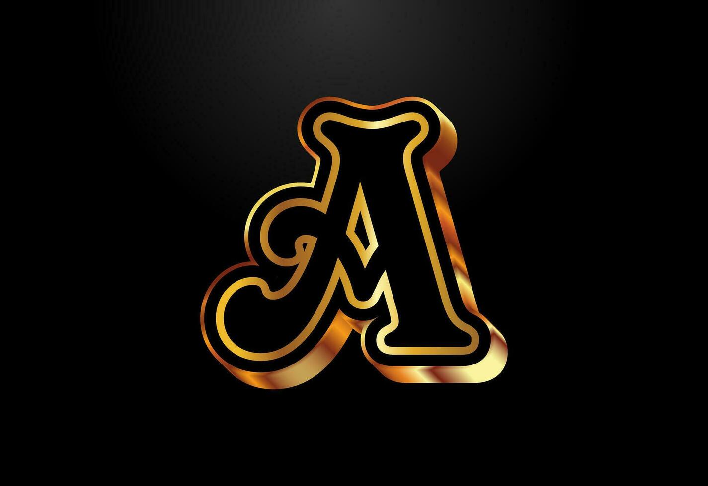 Gold and black color alphabet A. Elegant Gold Color alphabet vector illustration