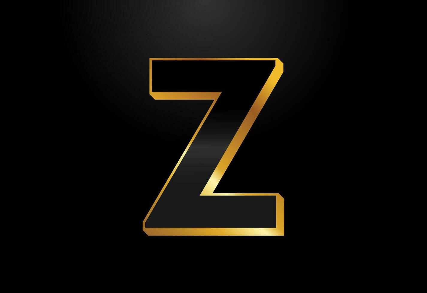 Gold and black color alphabet Z. Elegant Gold Color alphabet vector illustration