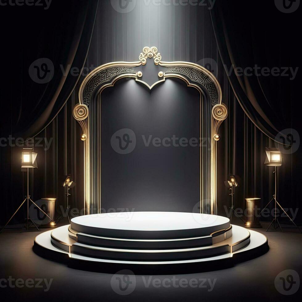 AI generated Black Friday elegant and luxury podium, banner template background photo