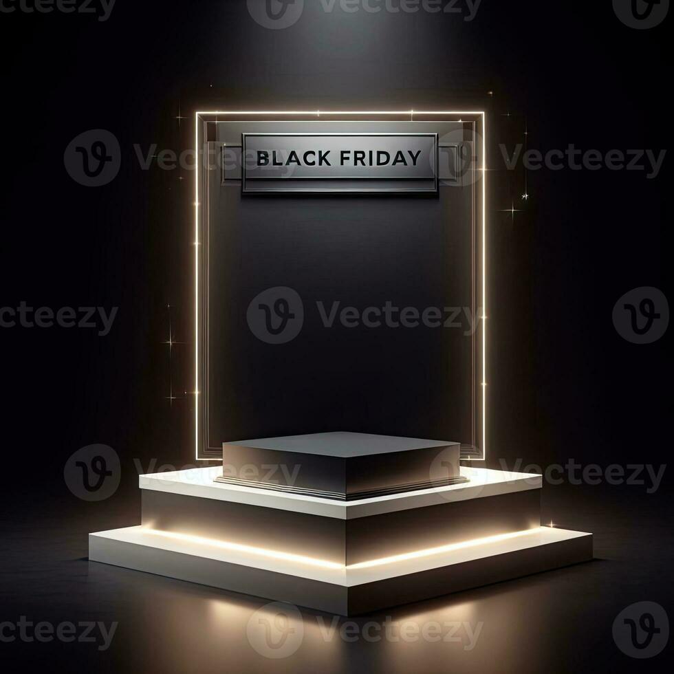 AI generated Black Friday elegant and luxury podium, banner template background photo