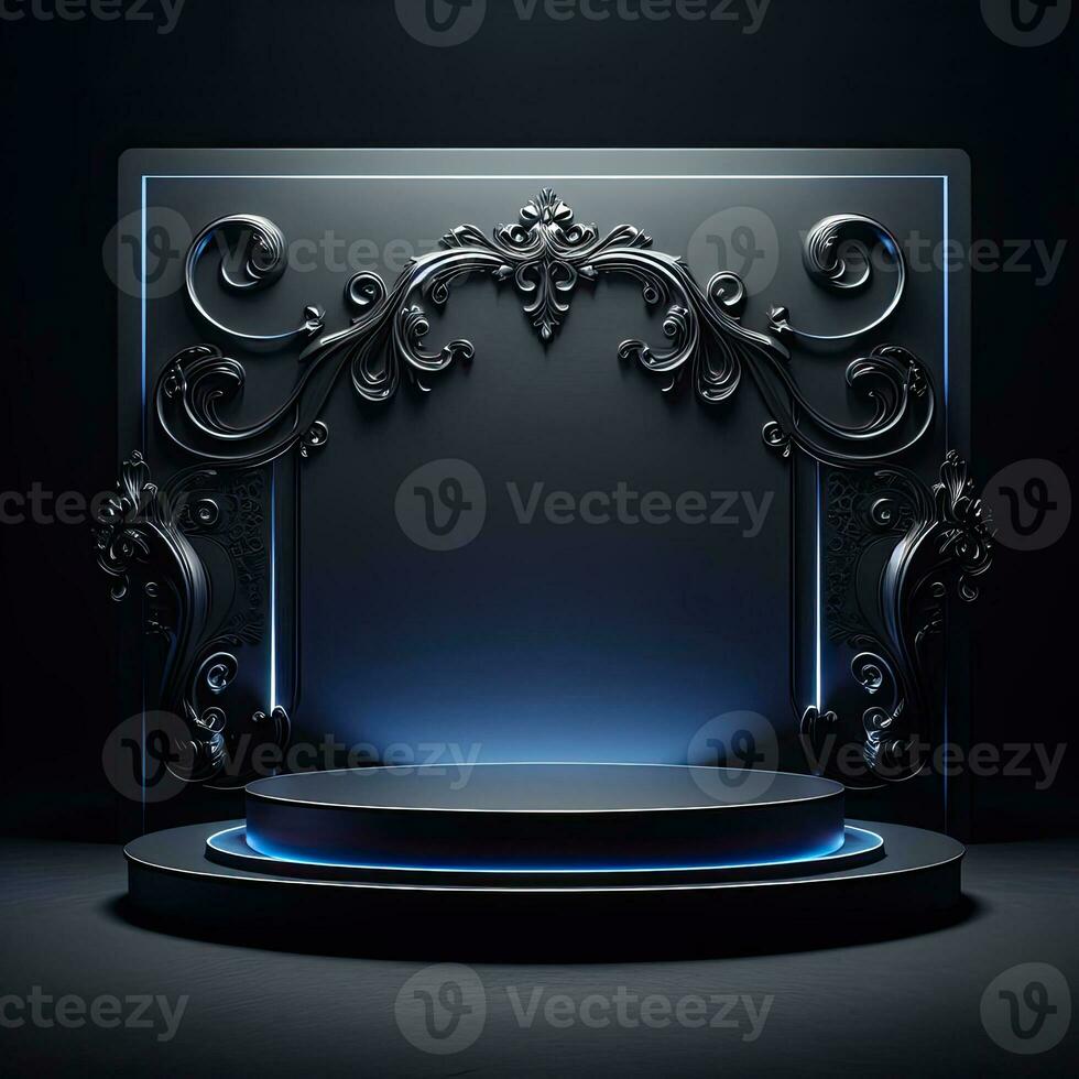 AI generated Black Friday elegant and luxury podium, banner template background photo